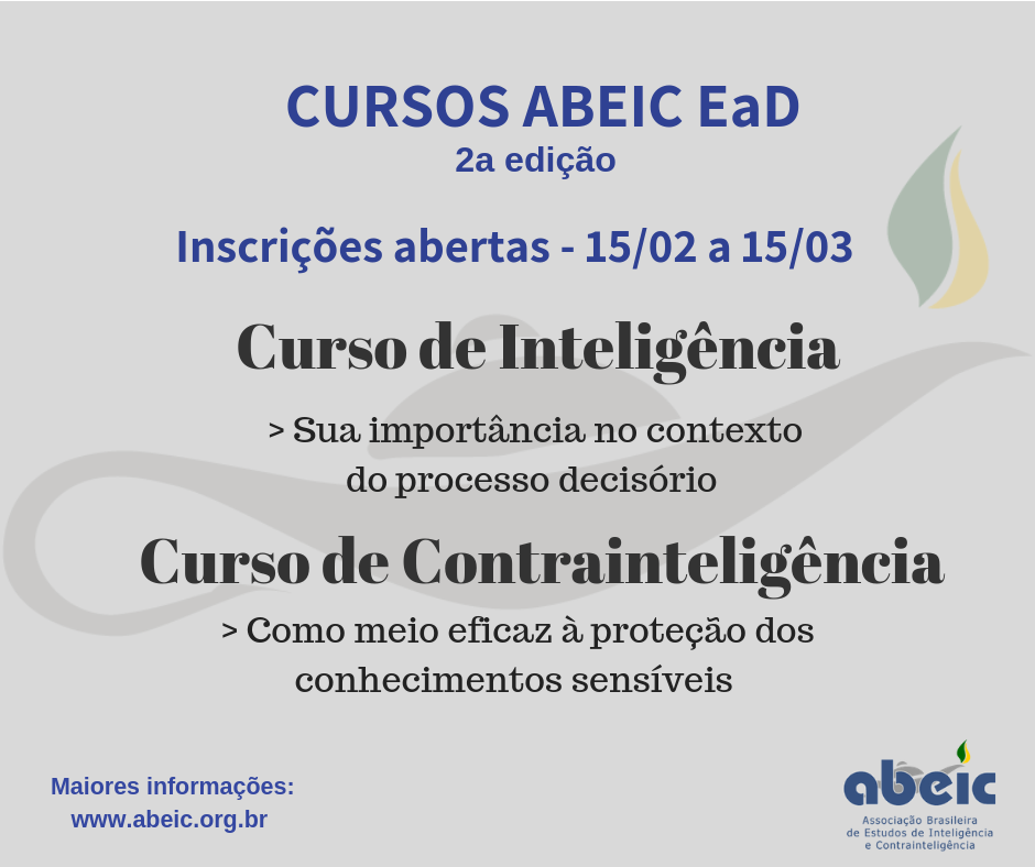 Inscrições para a 2a edição dos cursos de inteligência e contrainteligência