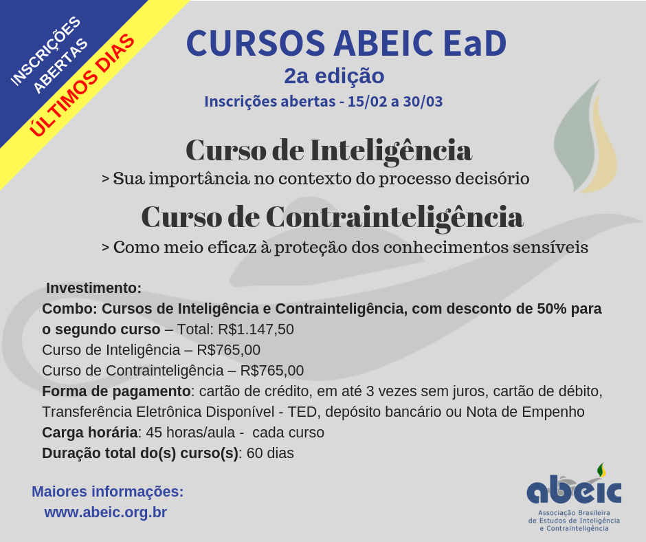 Segunda edição de cursos de inteligência e contrainteligência